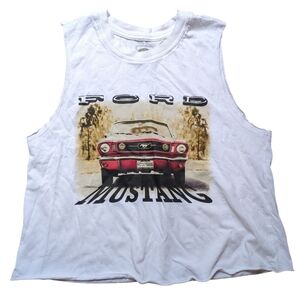 Ford Mustang Muscle Tank Top, XS Cropped Distressed T-shirt, Official Licensed